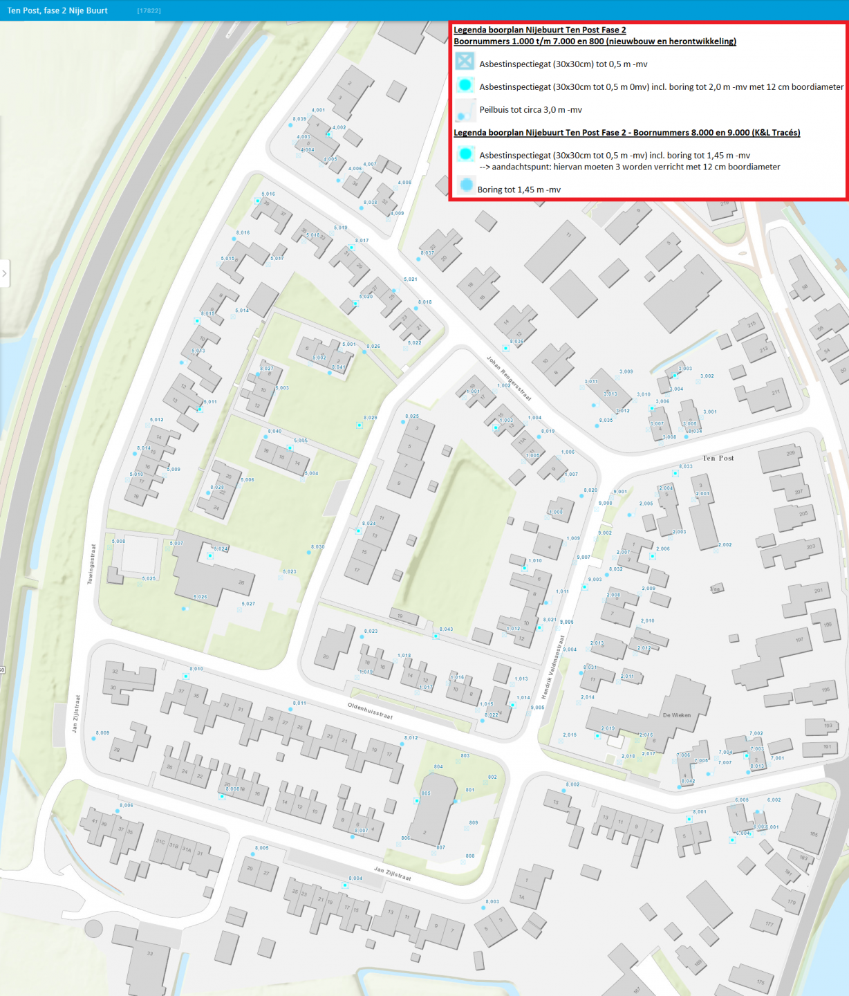 Plattegrond boorplan Ten Post