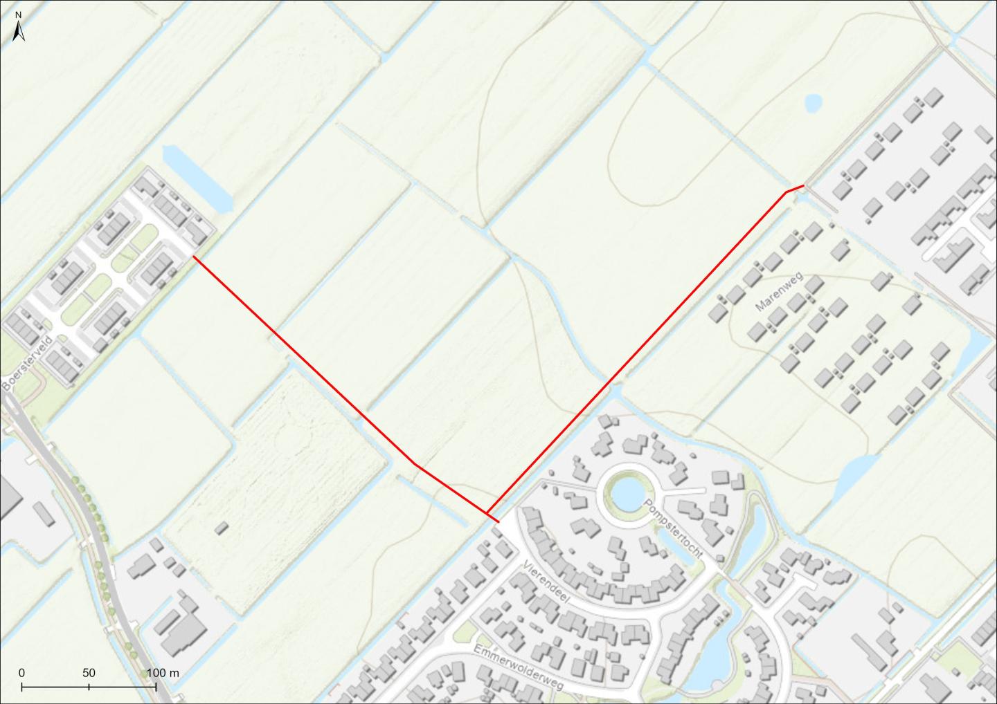 wandelroute van Tenboersterveld nar het dorp
