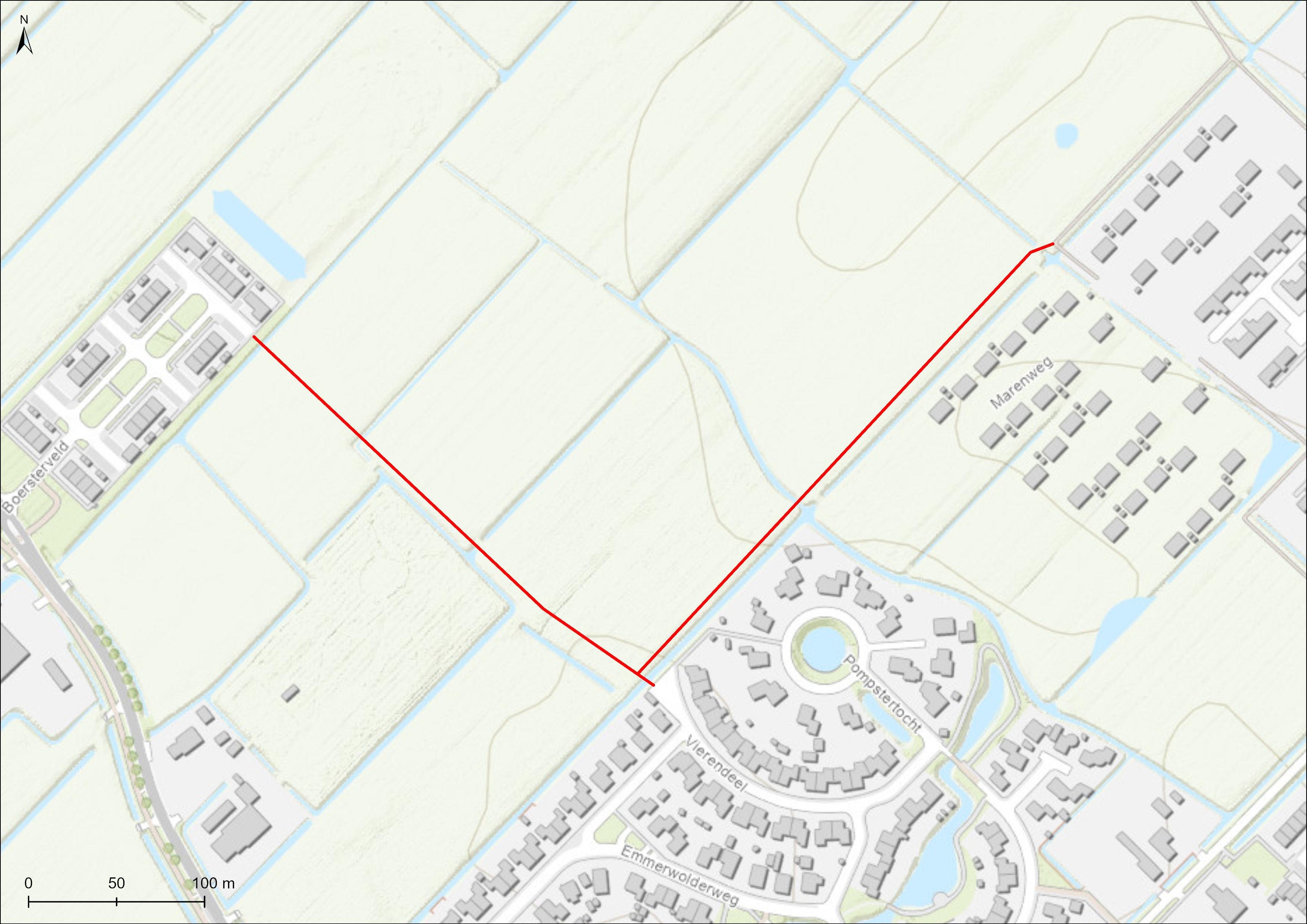 wandelroute van Tenboersterveld nar het dorp